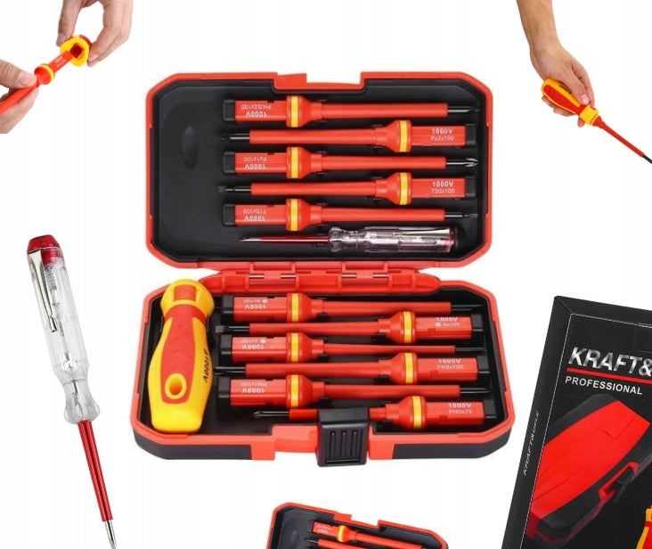 Izoliuotų elektriko atsuktuvų rinkinys 1000 V „Kraft&Dele KD5972“, 14 vnt.