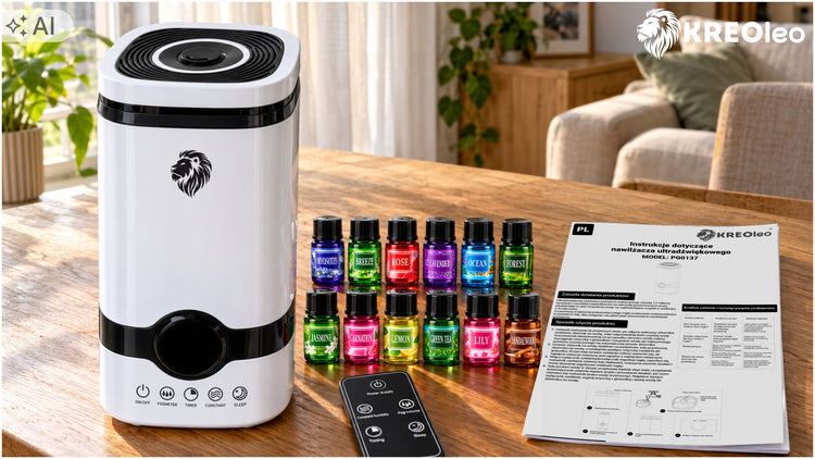Ultragarsinis oro drėkintuvas su jonizatoriumi ir pultu, 4 l, 12 aliejų
