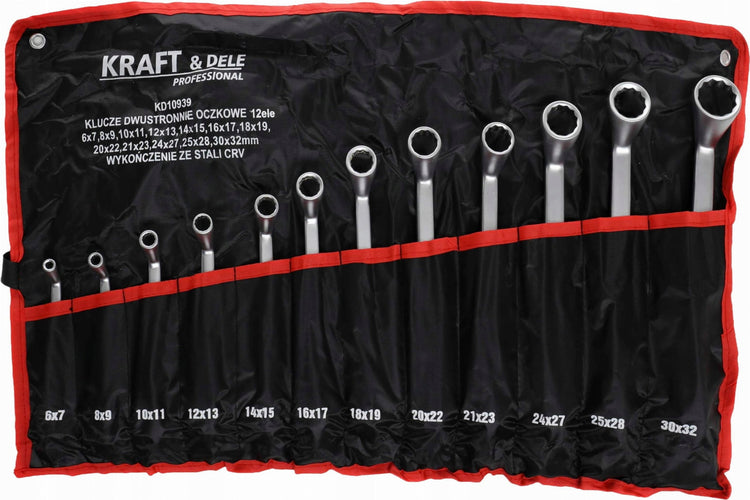 Žiedinių raktų rinkinys „Kraft&Dele KD10939“, 12 vnt., 6–32 mm, dėkle