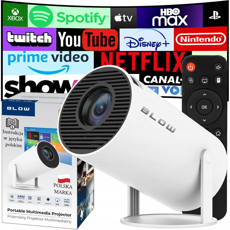 Nešiojamas pasukamas projektorius su „Android Smart TV“ ir Wi-Fi, HD