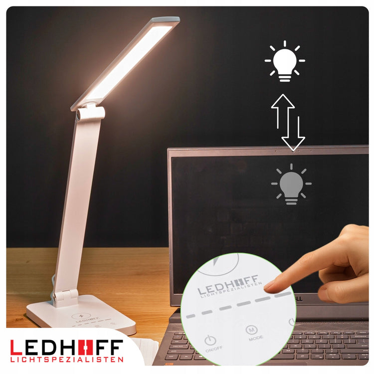 Sulankstomas stalinis LED šviestuvas „Ledhoff“ su belaidžiu krovikliu ir USB