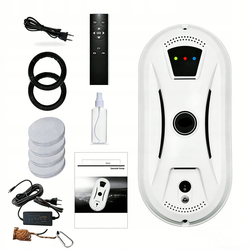 Langų valymo robotas su pultu ir apsauginiu lynu, HCR-02, baltas