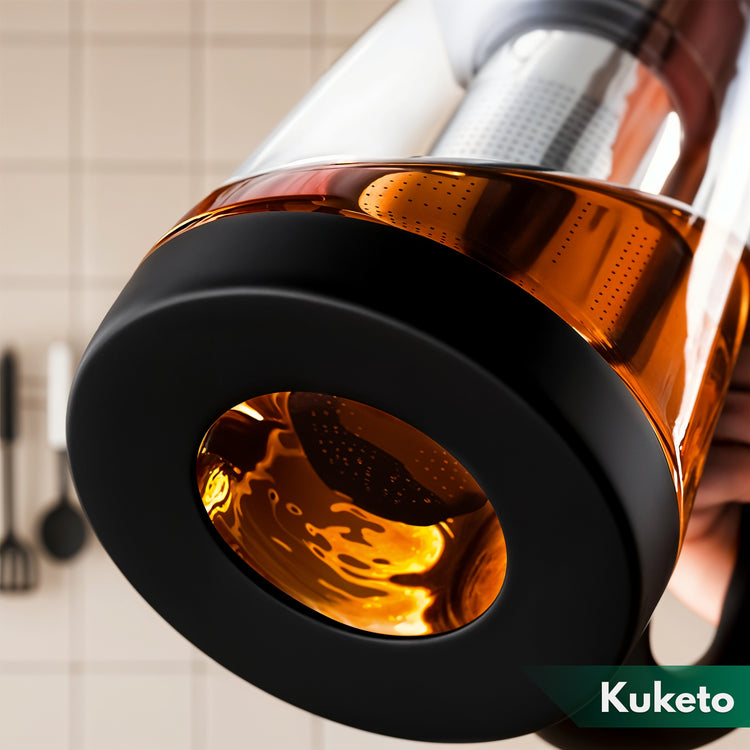 Didelis stiklinis arbatinukas su plieniniu sieteliu „Kuketo Etna“, 2,2 l