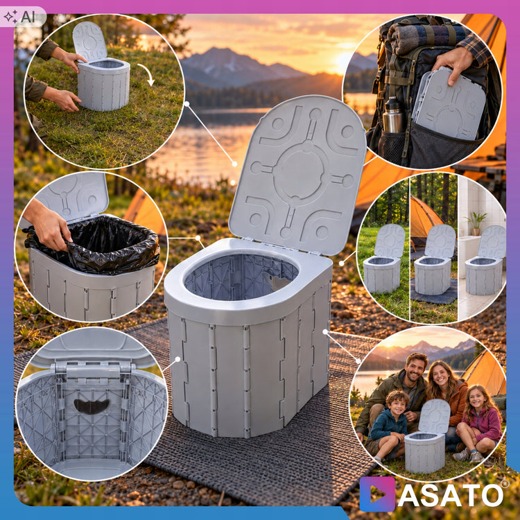 Sulankstomas turistinis tualetas su maišeliais „Asato Easy Clean“, 25 l