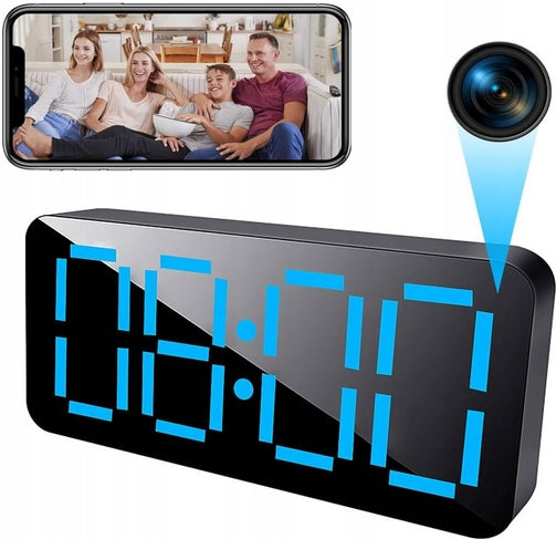 Laikrodis-žadintuvas su Wi-Fi IP kamera, Full HD, peržiūra telefone