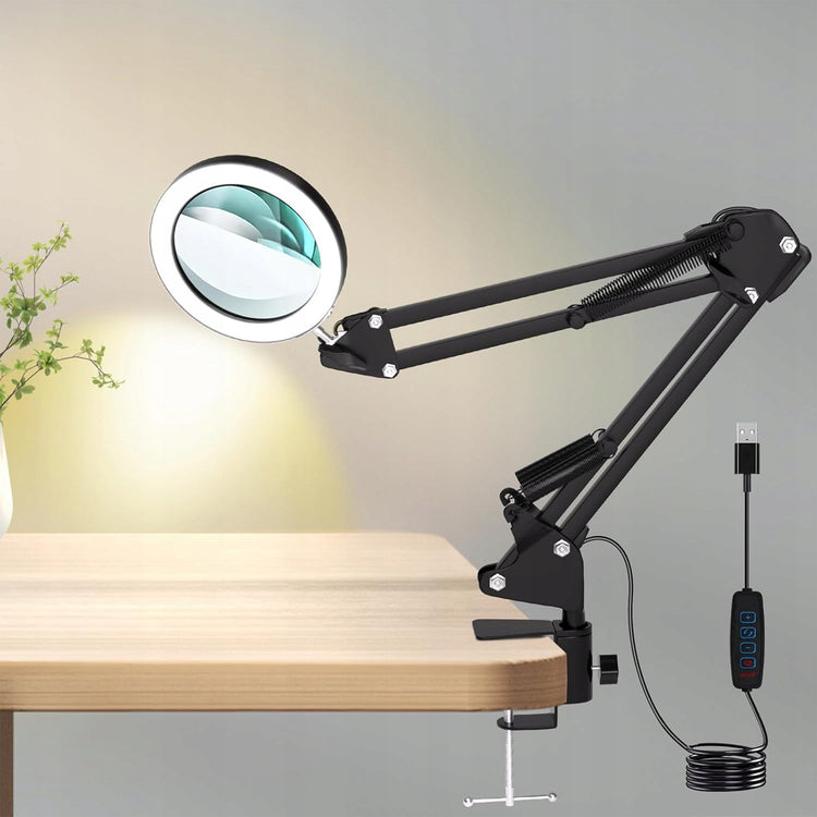 Stalinė LED lempa su didinamuoju stiklu „Renew Force“, USB, keli režimai