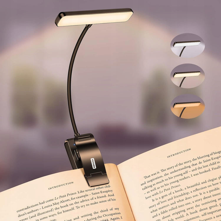 Skaitymo lemputė su segtuku „Koanni“, 24 LED, USB, juoda