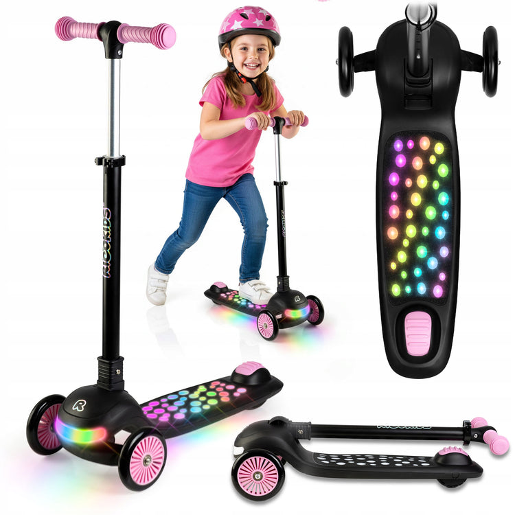 Sulankstomas triratis paspirtukas „RicoKids“ su LED apšvietimu – nuotrauka 1