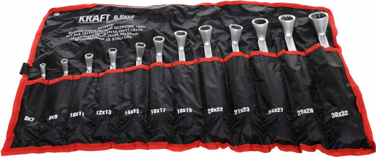 Žiedinių raktų rinkinys „Kraft&Dele KD10939“, 12 vnt., 6–32 mm, dėkle