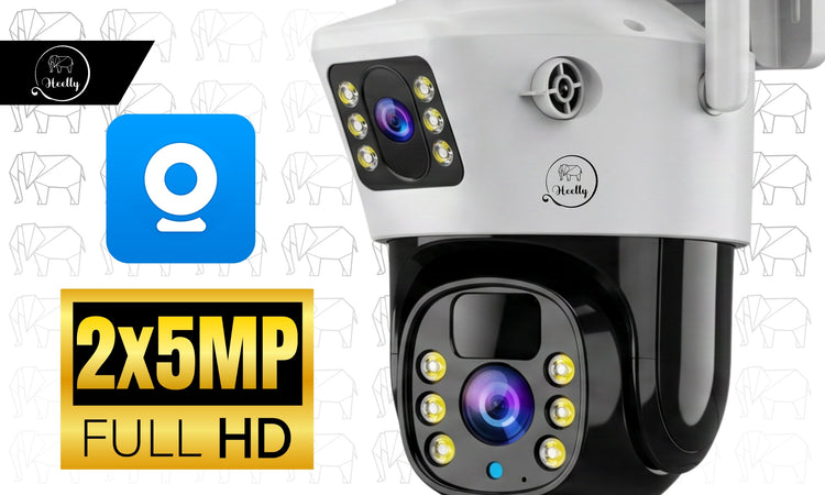 Dviguba saulės 4G lauko kamera „Heelly“ 2in1, 2×5 MP, pasukama, balta