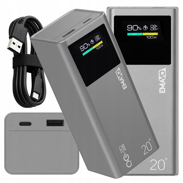 Išorinė baterija „Emavo“ 20000 mAh, PD 100 W, nešiojamiesiems kompiuteriams
