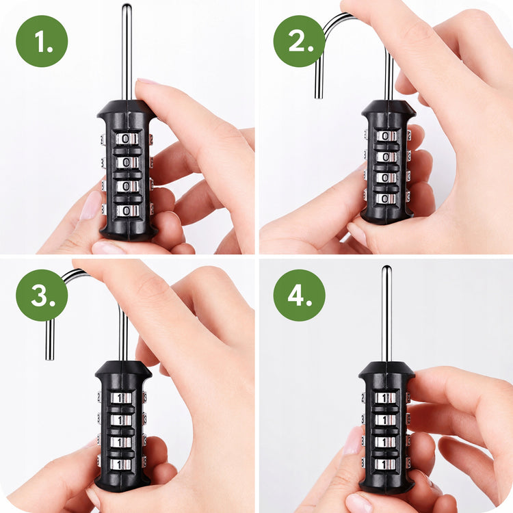 Metalinė kodinė spyna „Krumad“, 4 skaitmenų kodas, juoda