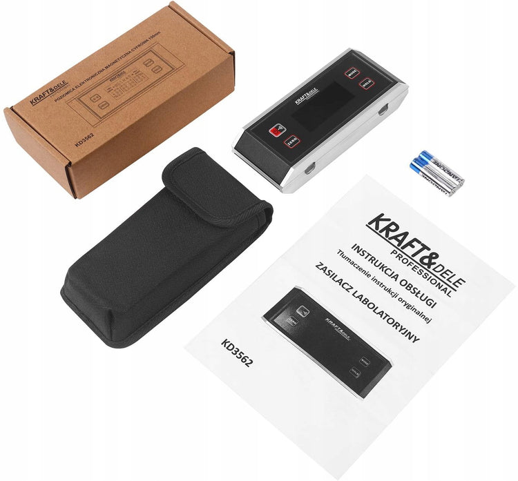 Skaitmeninis magnetinis kampų matuoklis-gulsčiukas „Kraft&Dele KD3562“, 150 mm