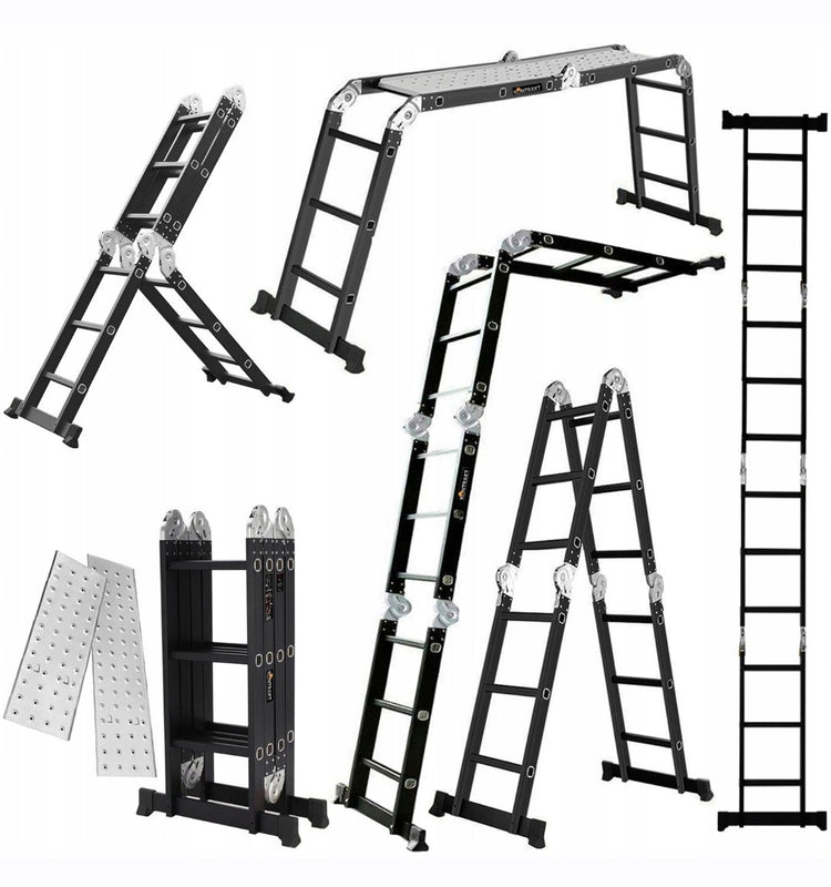 Daugiafunkcės aliuminės kopėčios su platforma „Kontrakt“ 4×3, 4,5 m, 150 kg