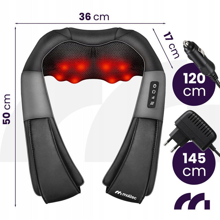 Shiatsu masažinis diržas „Maltec PRO-Comfy30W-02“ kaklui, nugarai ir pėdoms su šildymu – nuotrauka 3