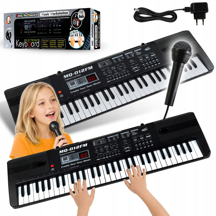 Vaikiškas sintezatorius-pianinas mokymuisi groti, juodas