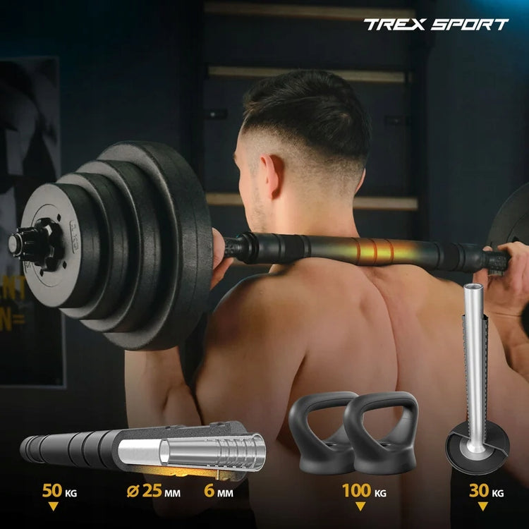 Reguliuojamų svarmenų rinkinys „Trex Sport“ 2 × 20 kg (40 kg) su grifu ir girios funkcija