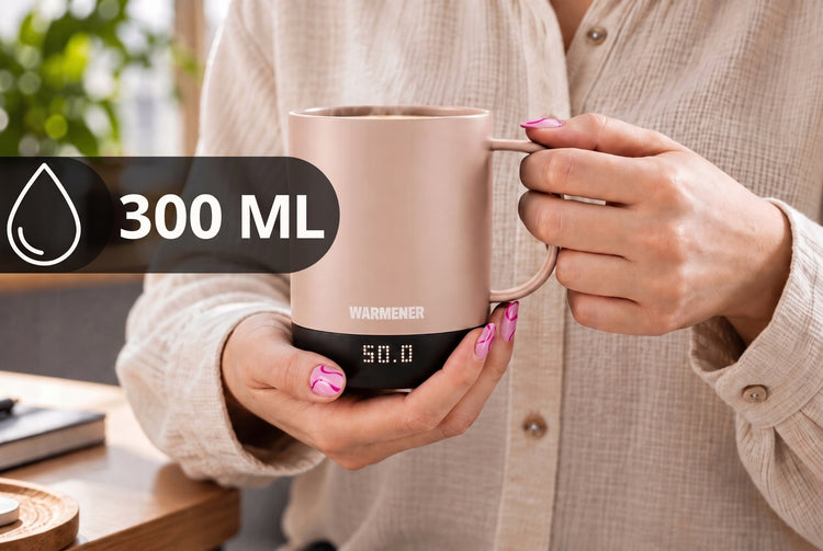 Išmanusis šildomas puodelis „Warmener“ 300 ml su temperatūros valdymu, smėlio