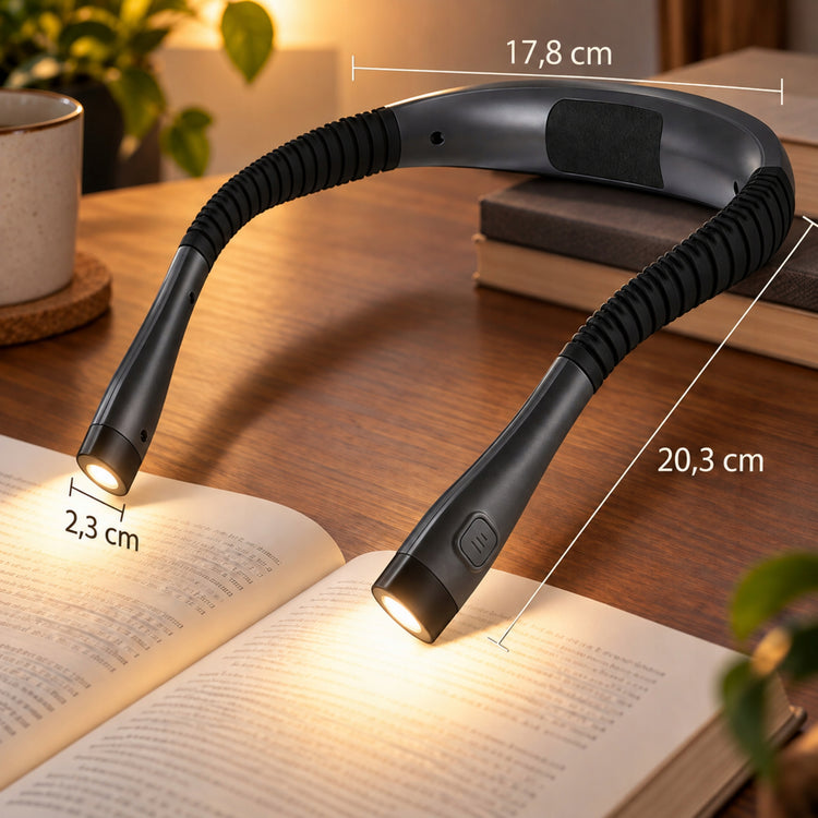 Ant kaklo dedama LED skaitymo lemputė „Galaxia“, USB-C, 3 šviesos spalvos