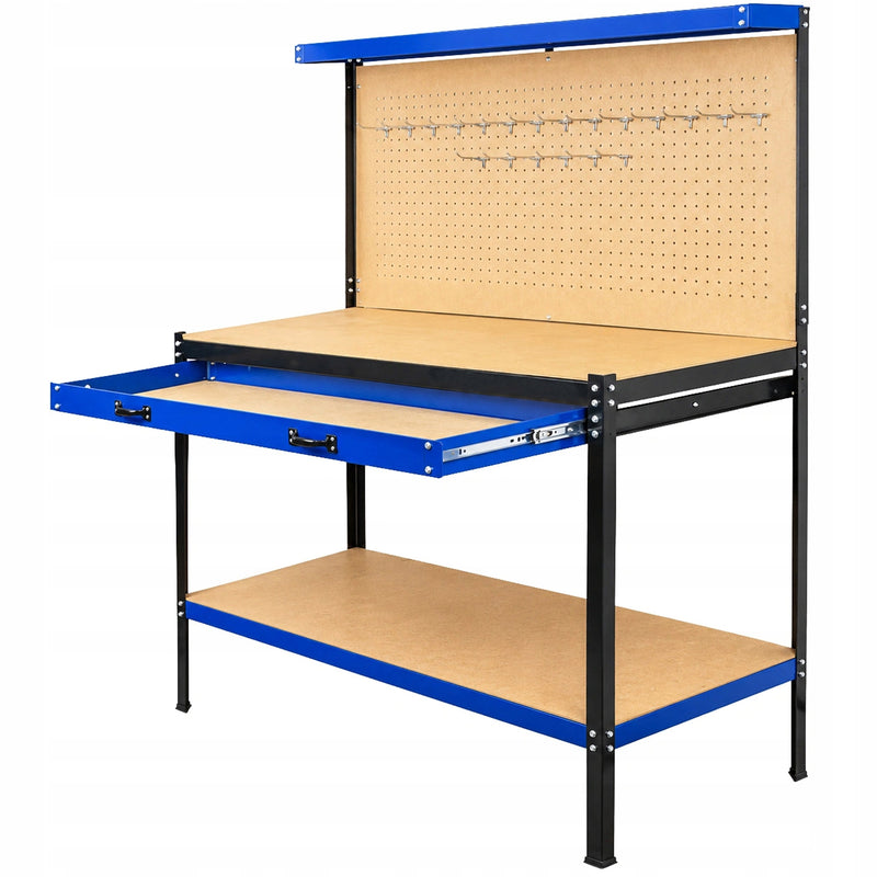 Dirbtuvių darbastalis su stalčiumi ir kabliukais „Kraft&Dele KD640“, 120 cm