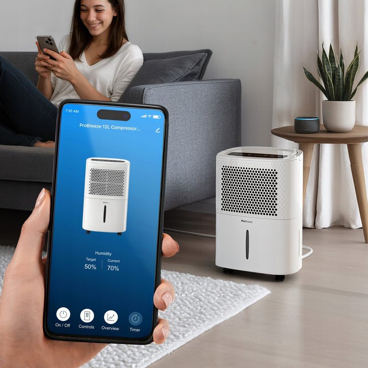 Oro sausintuvas su higrostatu ir programėle „Pro Breeze“, 12 l per parą – nuotrauka 2