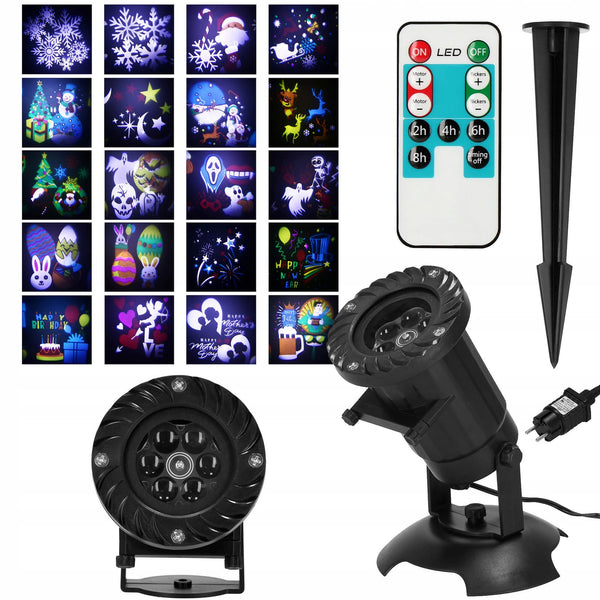 Kalėdinis LED lazerinis projektorius „Springos“ 20 motyvų, IP65
