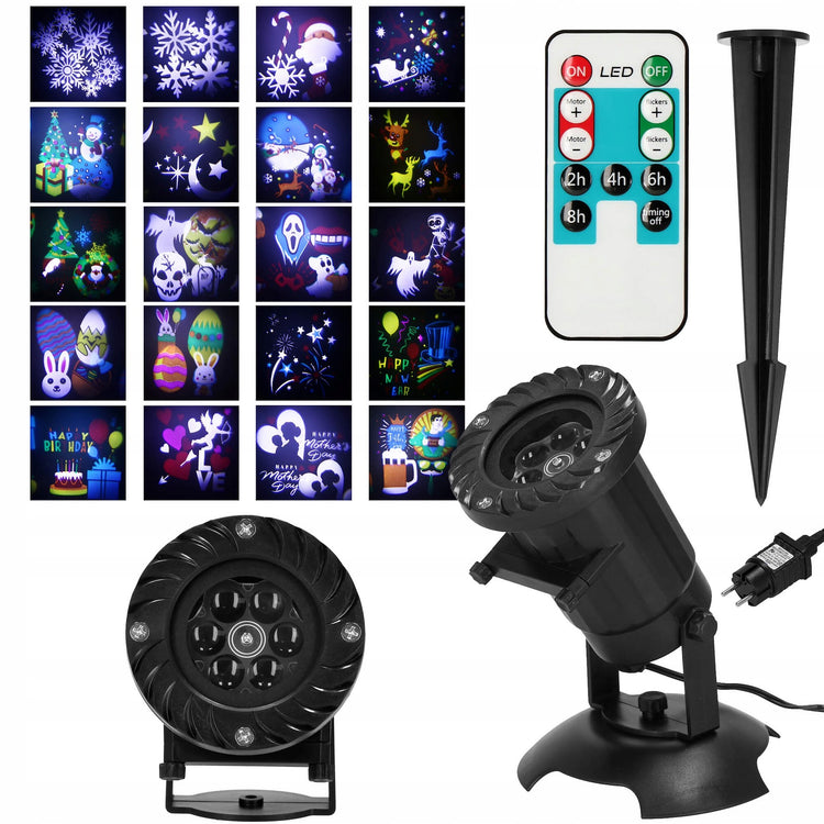 Kalėdinis LED lazerinis projektorius „Springos“ 20 motyvų, IP65