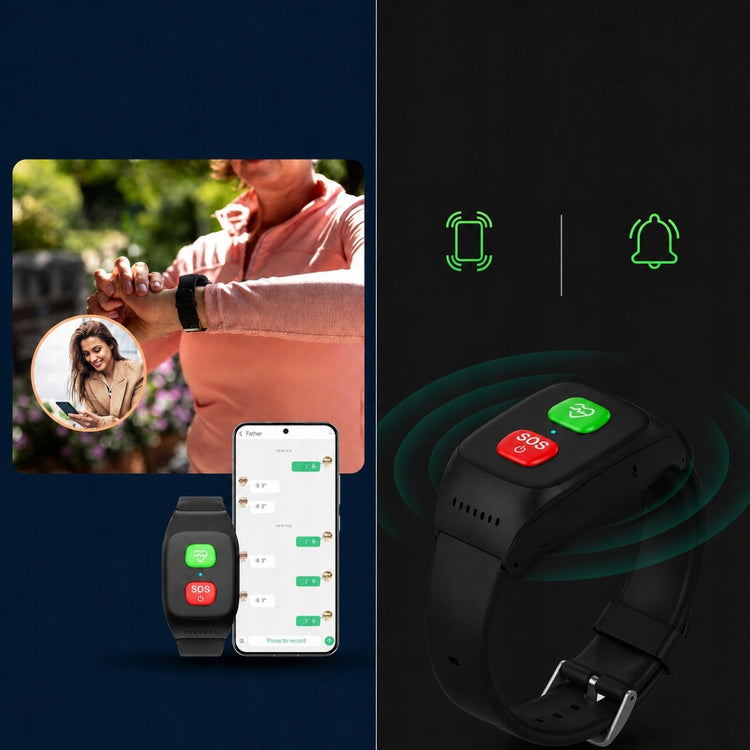 4G GPS laikrodis senjorams su SOS mygtuku ir pokalbiais, IP67, juodas