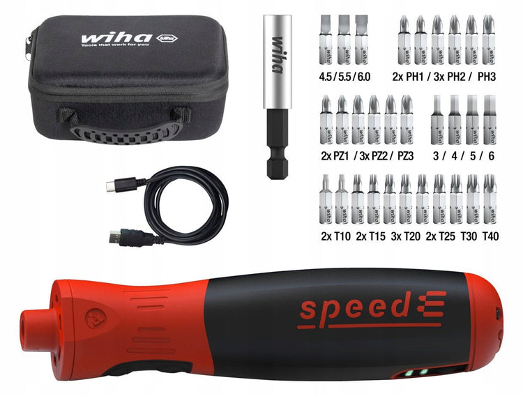 Elektrinis kišeninis atsuktuvas „Wiha speedE PocketDrive“ su BitBuddy