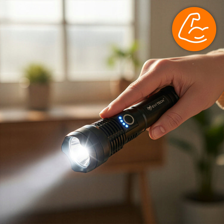Galingas taktinis LED žibintuvėlis XHP90, 1500 lm, USB-C, zoom