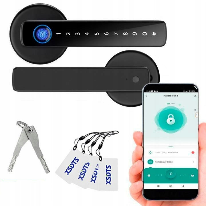 Elektroninis durų užraktas-rankena „Modemix“ su piršto atspaudu, kodu ir RFID, Tuya