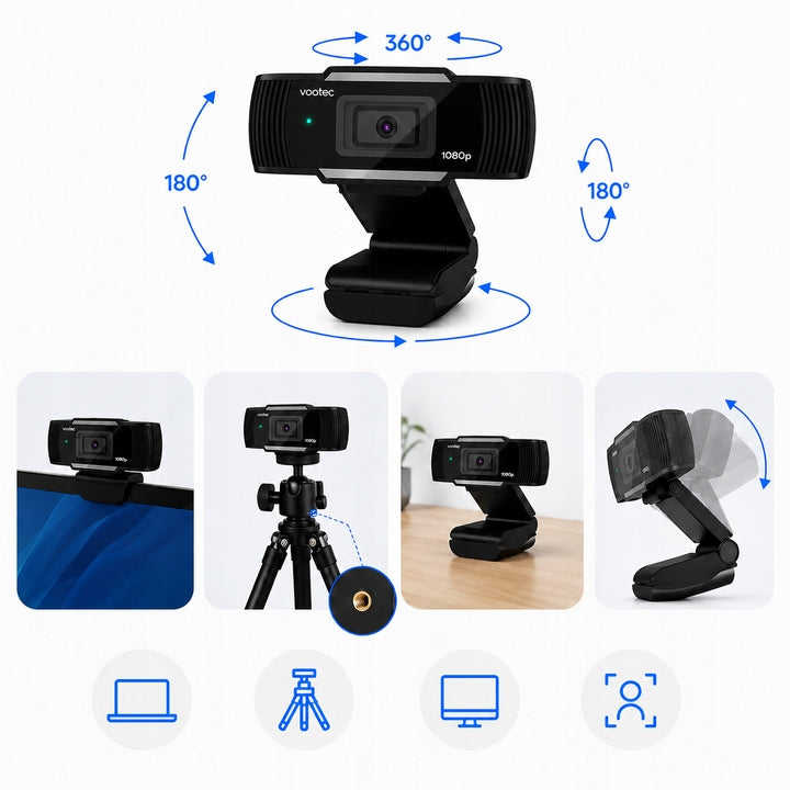 Internetinė kamera „eAdaptery“ Full HD 1080p su mikrofonu ir veido sekimu