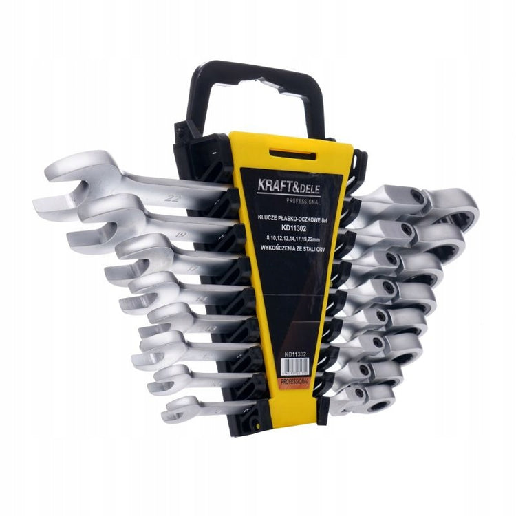 Laužtų kombinuotų raktų su terkšle rinkinys „Kraft&Dele KD11302“, 8–22 mm, 8 vnt.