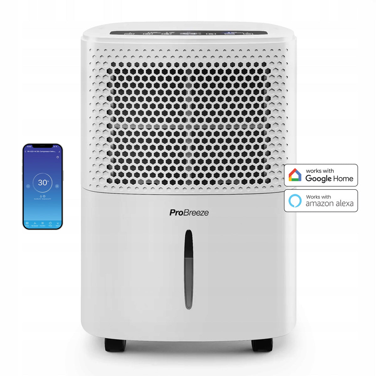 Oro sausintuvas su higrostatu ir programėle „Pro Breeze“, 12 l per parą – nuotrauka 1