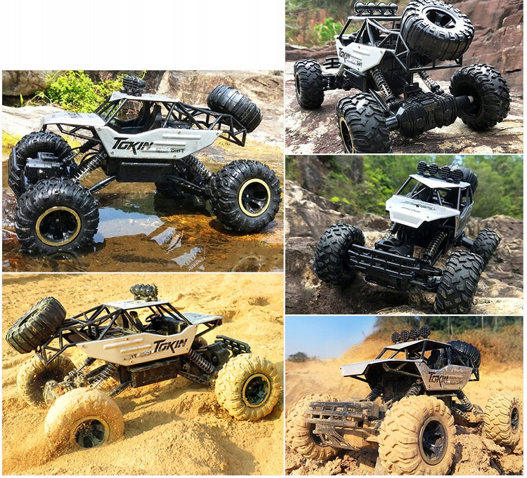 Nuotoliniu būdu valdomas visureigis „Monster“ 4x4 su LED, metalinis, 1:12