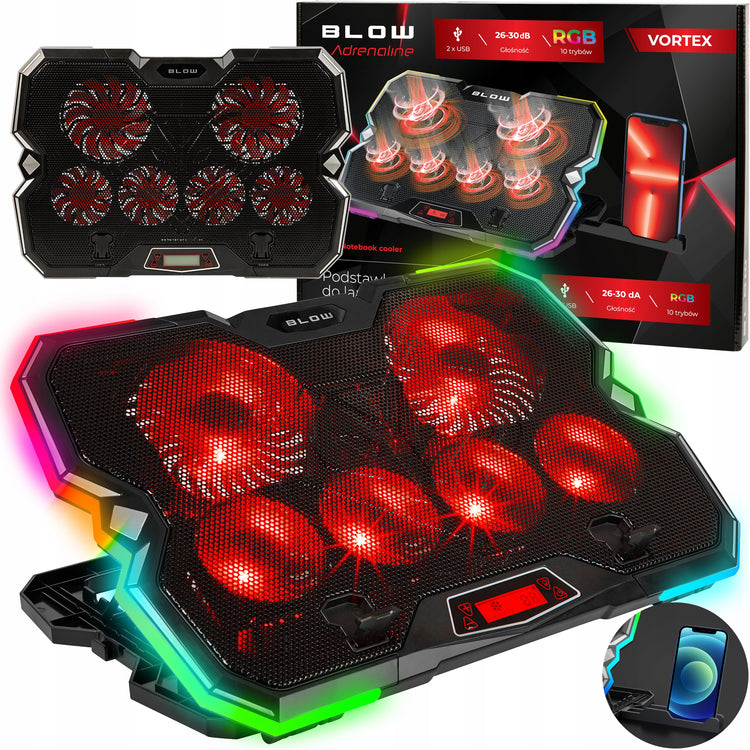 Aušinimo padėklas nešiojamajam kompiuteriui „Blow Vortex“ RGB, 9–17"