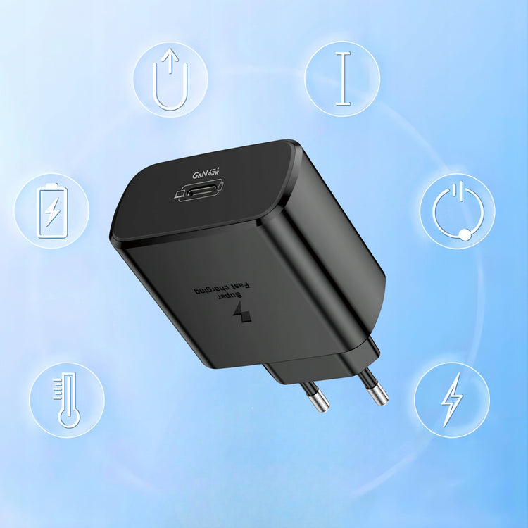 GaN tinklo įkroviklis „Matnox“ 45 W USB-C su laidu, PD 3.0, QC 3.0