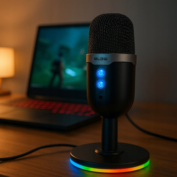 Žaidimų mikrofonas „Blow RGB Wave“, kondensatorinis, USB
