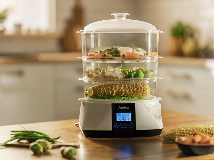Garų puodas „Amica Lunaris PT 3012“ 9 l, 900 W, 3 indai