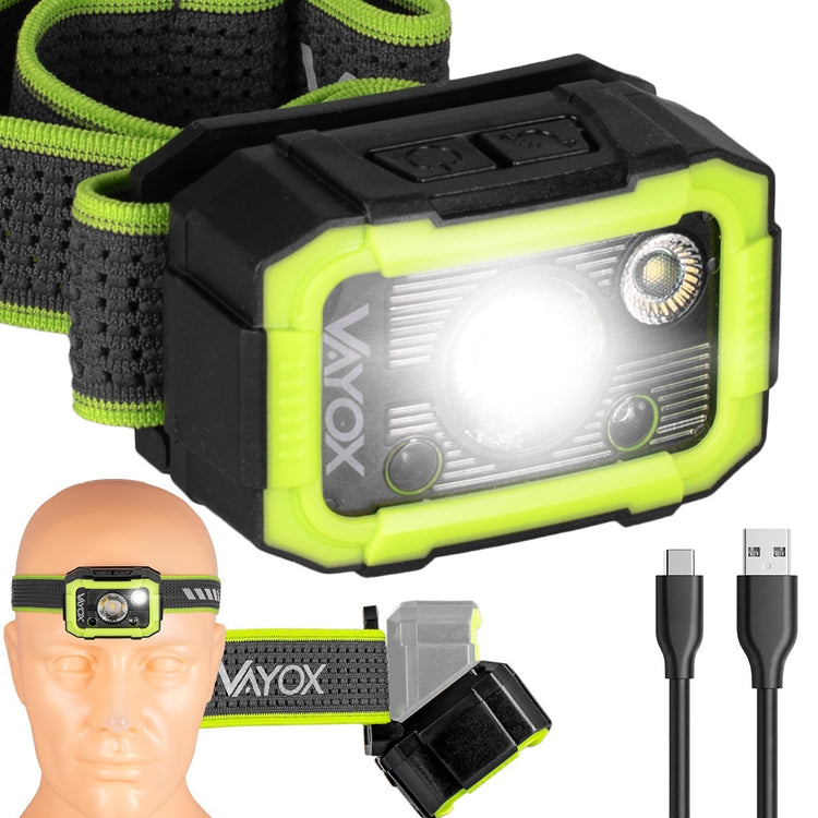 Įkraunamas LED žibintuvėlis ant galvos „Vayox PRO“, 750 lm, USB-C, IPX6