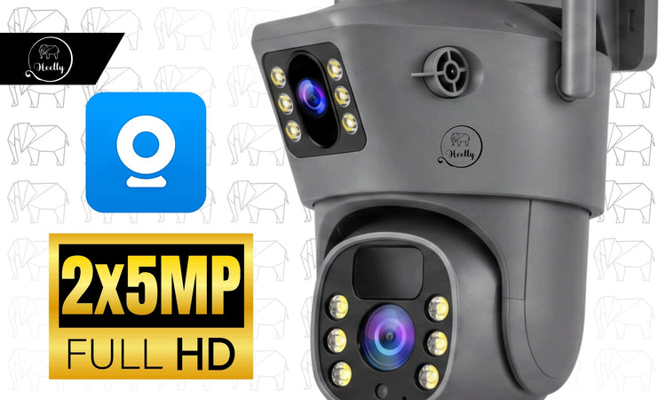 Dviguba saulės 4G lauko kamera „Heelly“ 2in1, 2×5 MP, pasukama, pilka