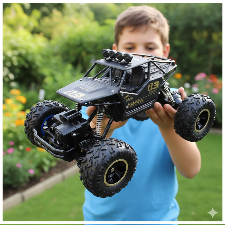 Nuotoliniu būdu valdomas visureigis 4x4, metalinis, 1:16, su 2 akumuliatoriais