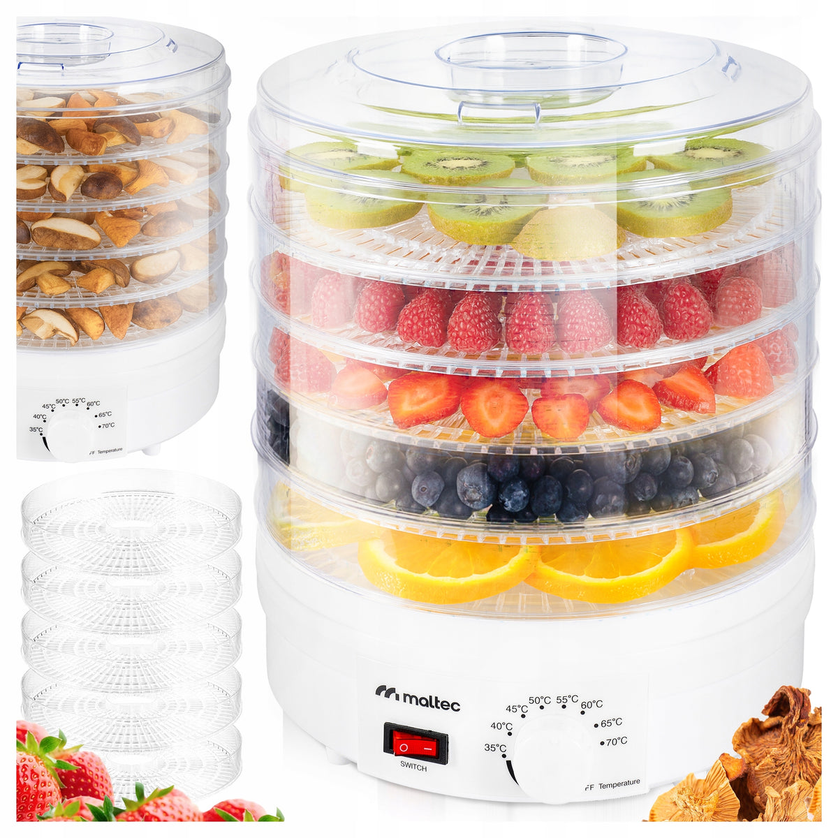 Maisto džiovyklė grybams ir vaisiams „Maltec DryMaster“, 500 W, 5 lentynos – nuotrauka 1