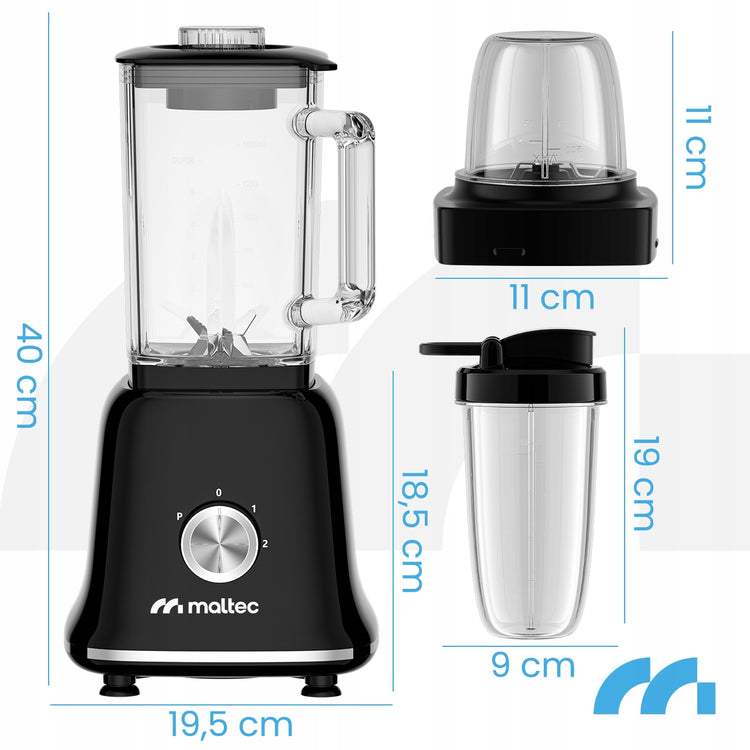 Stiklinis trintuvas, 1,6 l, 1800 W, su 2 gertuvėmis ir malūnėliu – nuotrauka 3