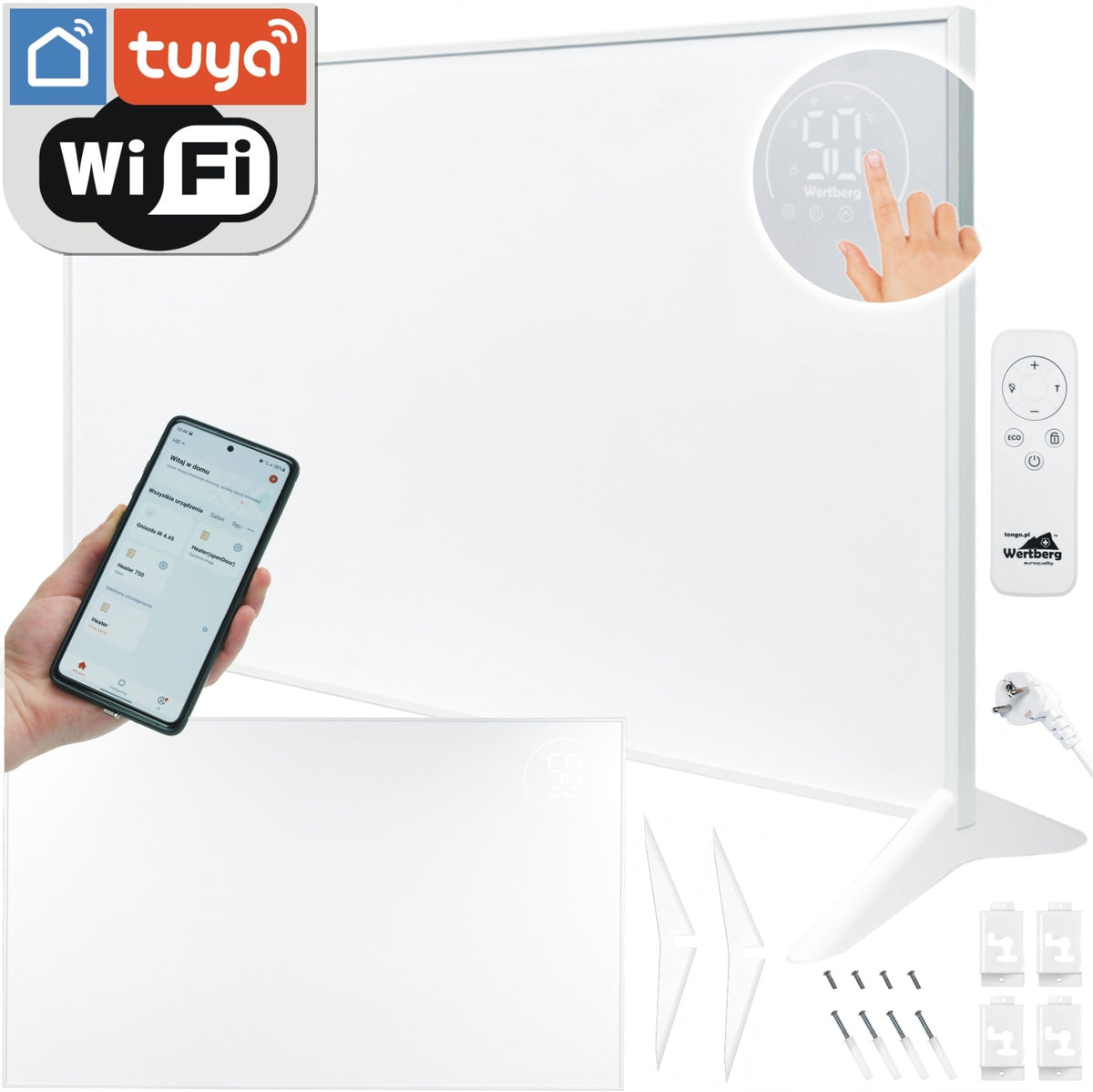 Infraraudonųjų spindulių šildytuvas „Wertberg IR 9.80“ su Wi-Fi ir pultu, 800 W – nuotrauka 1