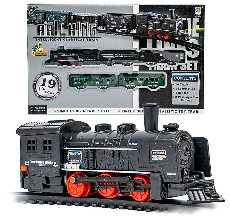 Traukinio rinkinys su bėgiais „Rail King“, click4TOYS