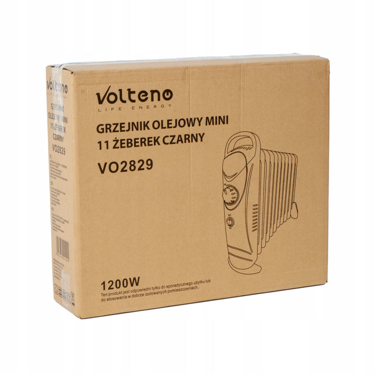 Tepalinis radiatorius „Volteno“ su termostatu, 1200 W, 11 sekcijų, juodas – nuotrauka 3