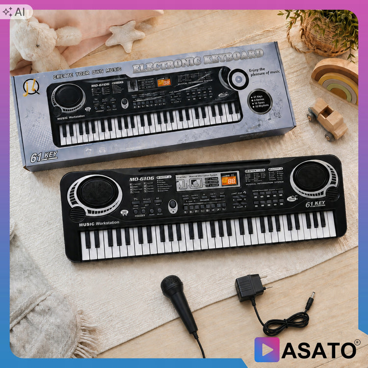 Vaikiškas sintezatorius-pianinas „Asato“ su mikrofonu