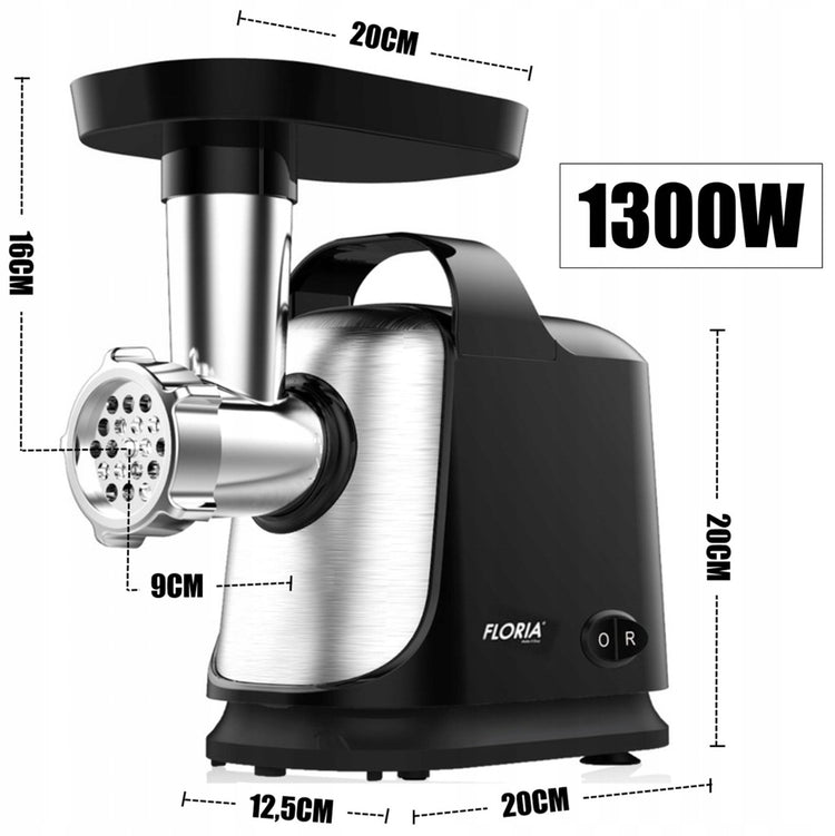 Elektrinė mėsmalė „Floria ZLN7965“, 1300 W, su 3 sietais – nuotrauka 5