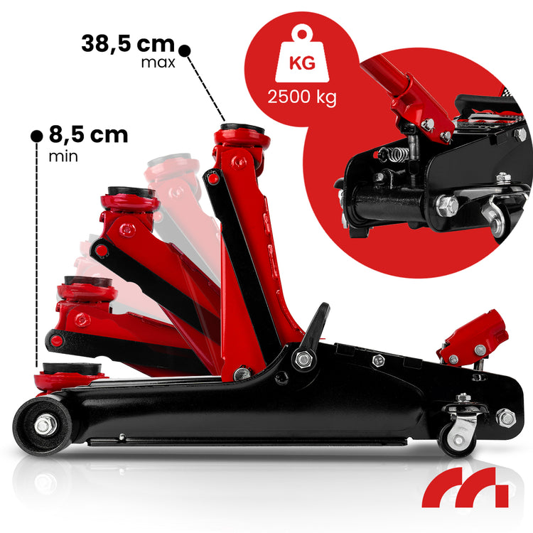Žemo profilio hidraulinis domkratas „Maltec“ 2,5 t, iki 385 mm – nuotrauka 4